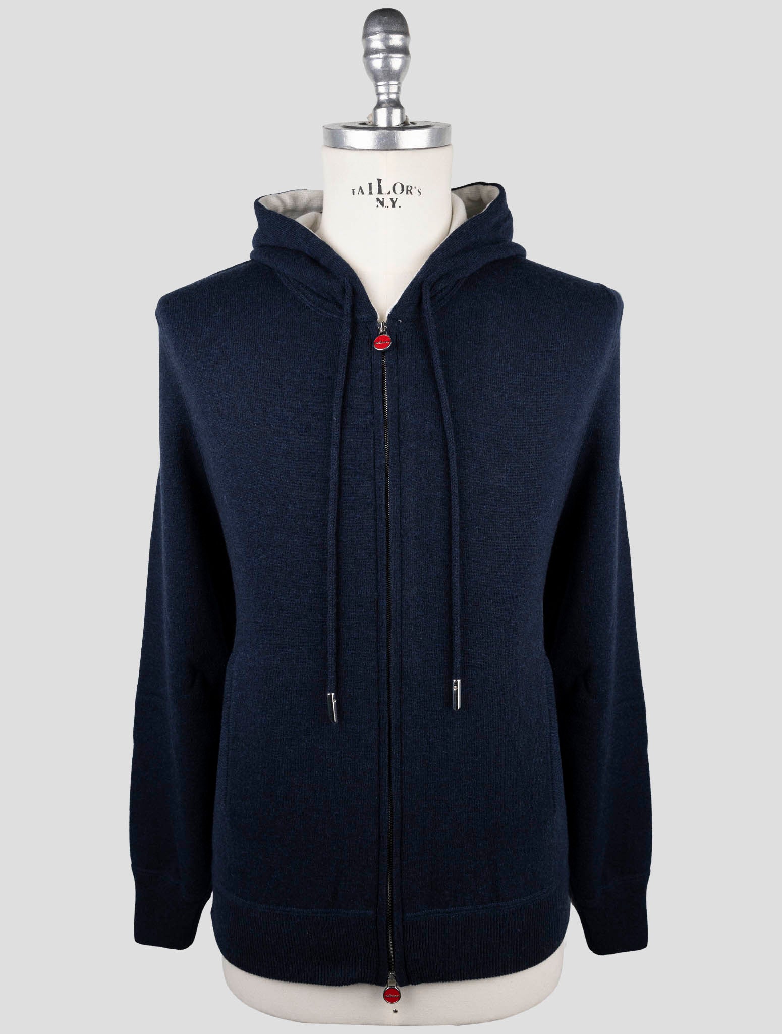 Kiton Blue Wool Sweater Full Zip