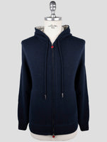Kiton Blue Wool Sweater Full Zip