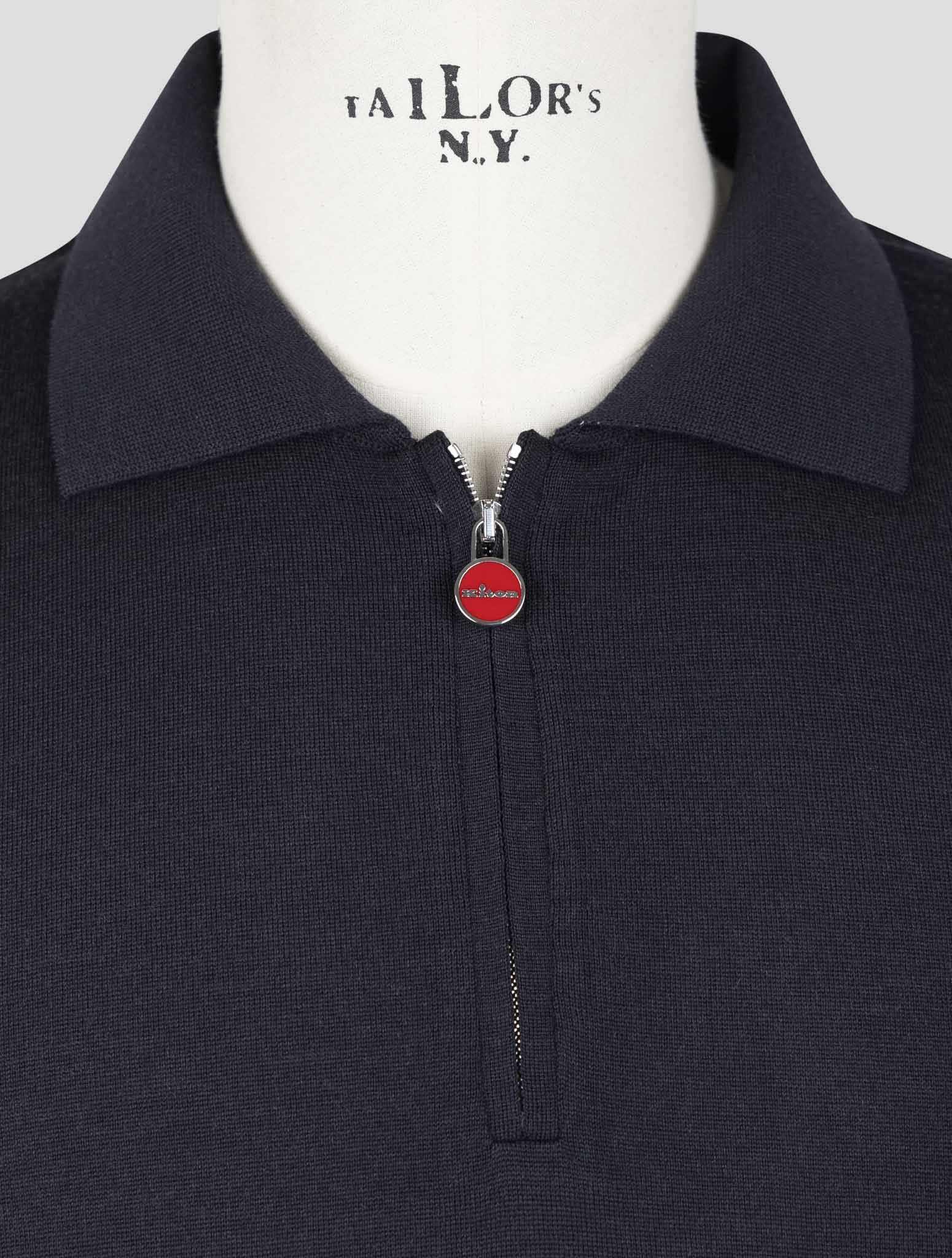Kiton Blue Wool Sweater Polo