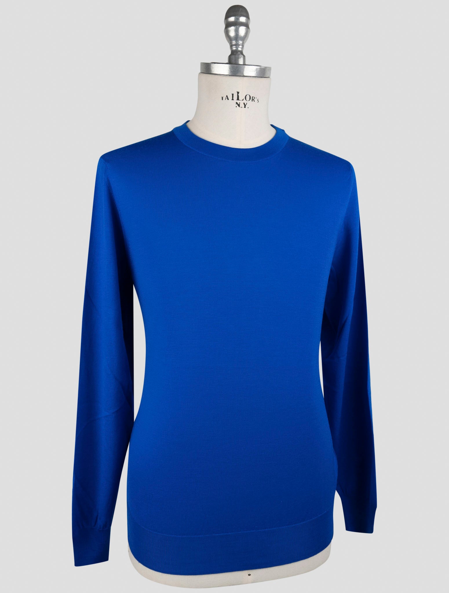 Kiton Blue Wool Sweater Crewneck