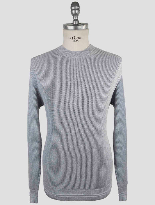 Kiton Gray Silk Cotton Sweater Crewneck