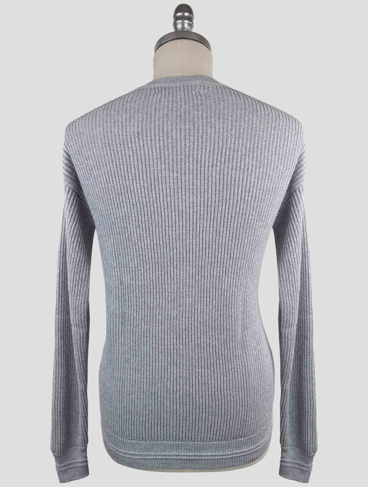 Kiton Gray Silk Cotton Sweater Crewneck
