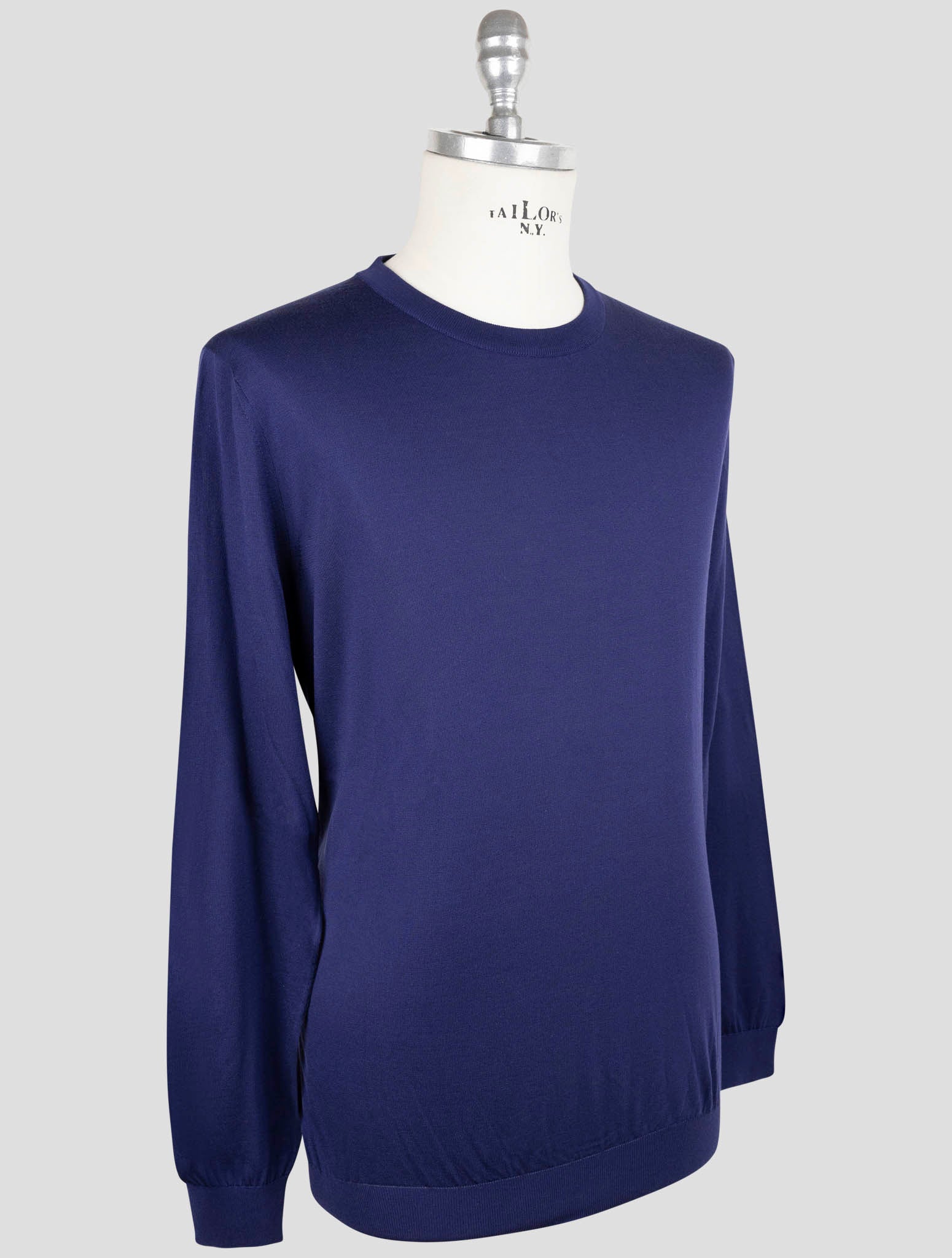 Kiton Blue Silk Sweater Crewneck