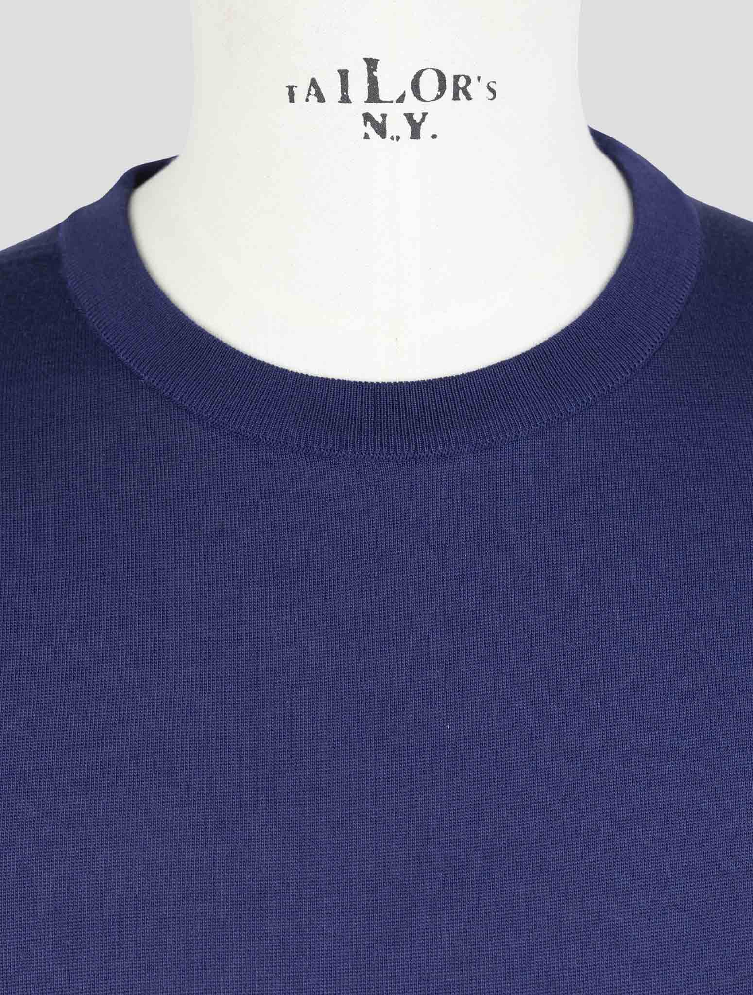Kiton Blue Silk Sweater Crewneck