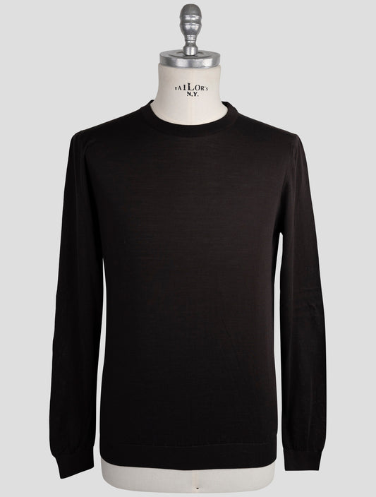 Kiton Black Silk Sweater Crewneck