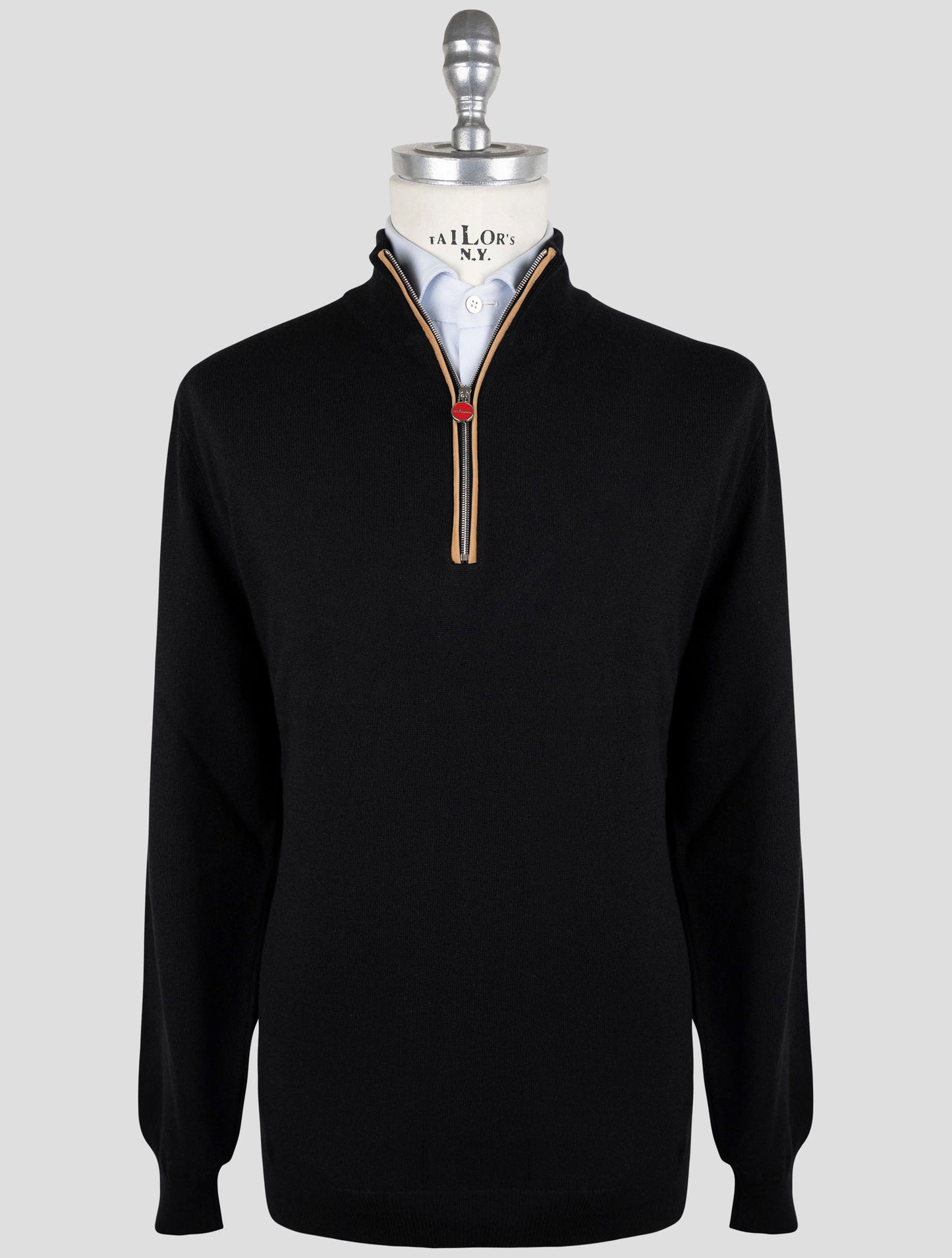 Kiton Black Cashmere Sweater Half Zip
