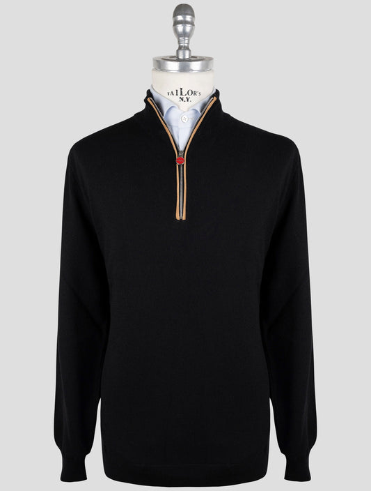 Kiton Black Cashmere Sweater Half Zip