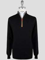 Kiton Black Cashmere Sweater Half Zip