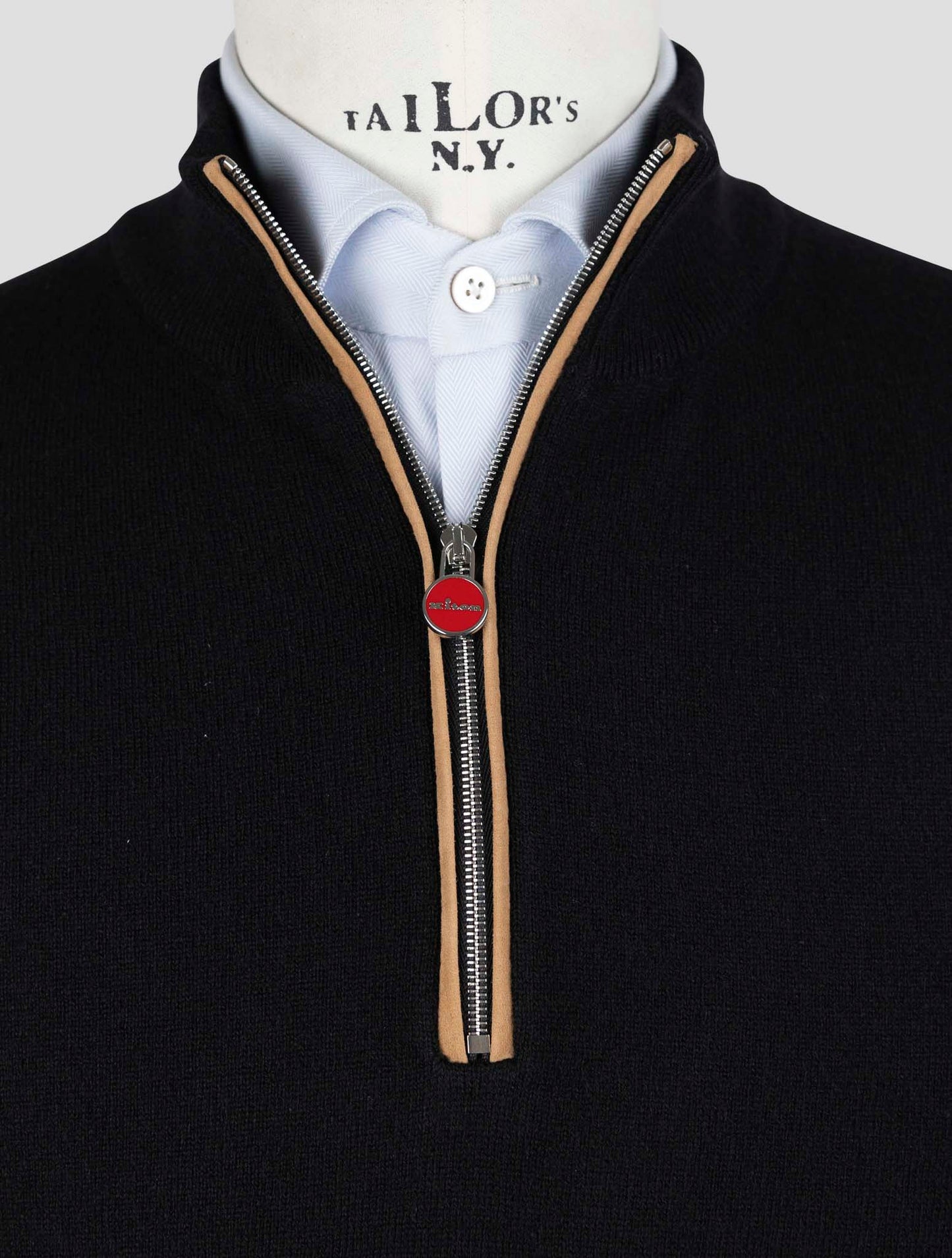 Kiton Black Cashmere Sweater Half Zip
