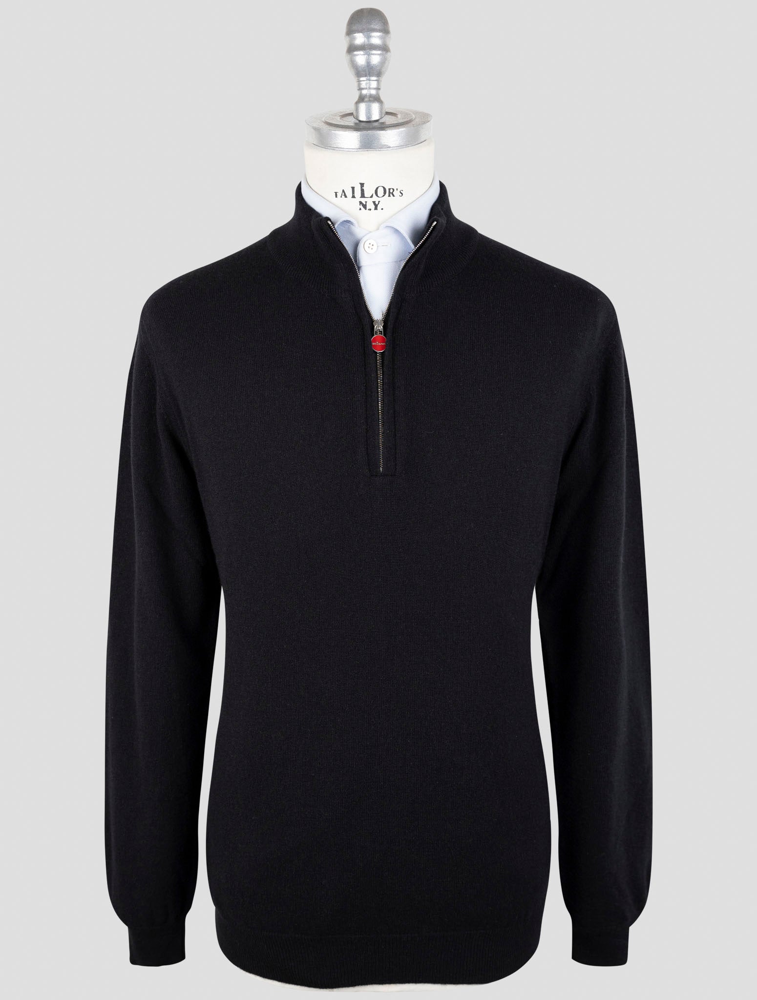 Kiton Black Cashmere Sweater Half Zip