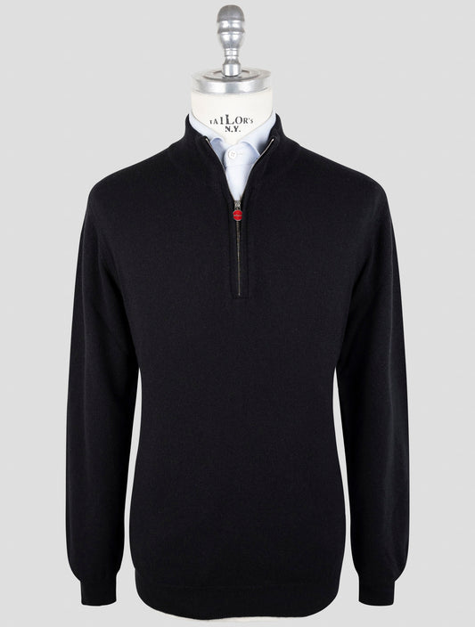 Kiton Black Cashmere Sweater Half Zip