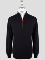 Kiton Black Cashmere Sweater Half Zip