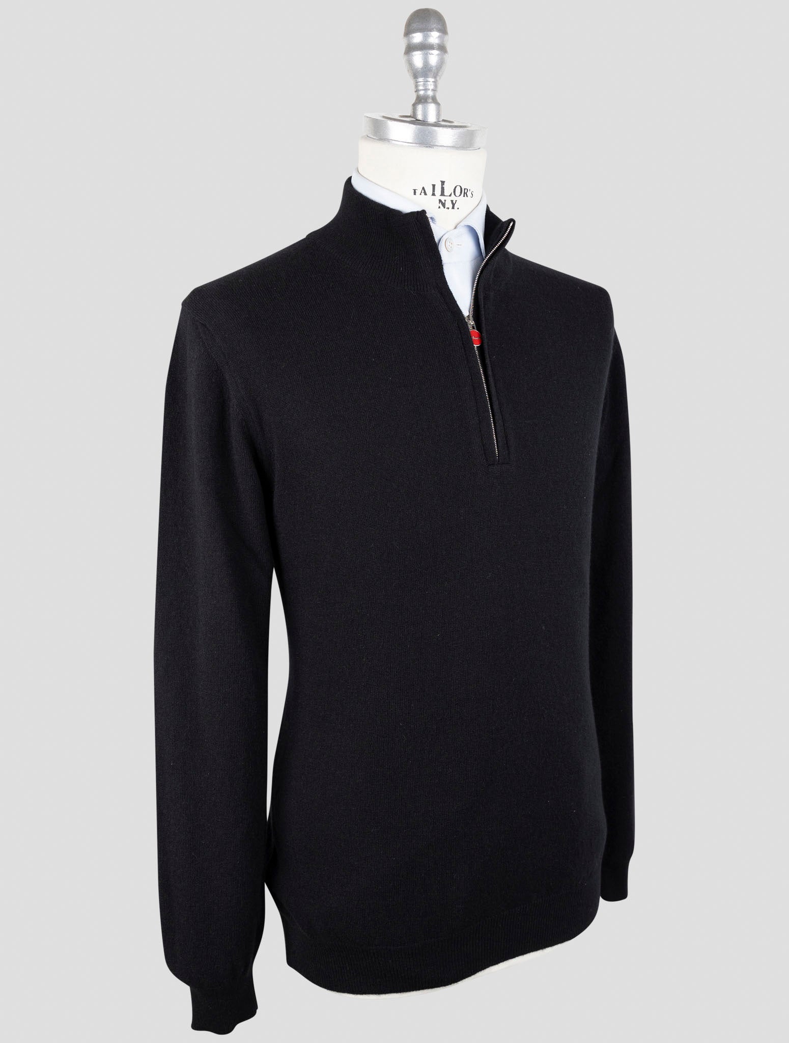 Kiton Black Cashmere Sweater Half Zip