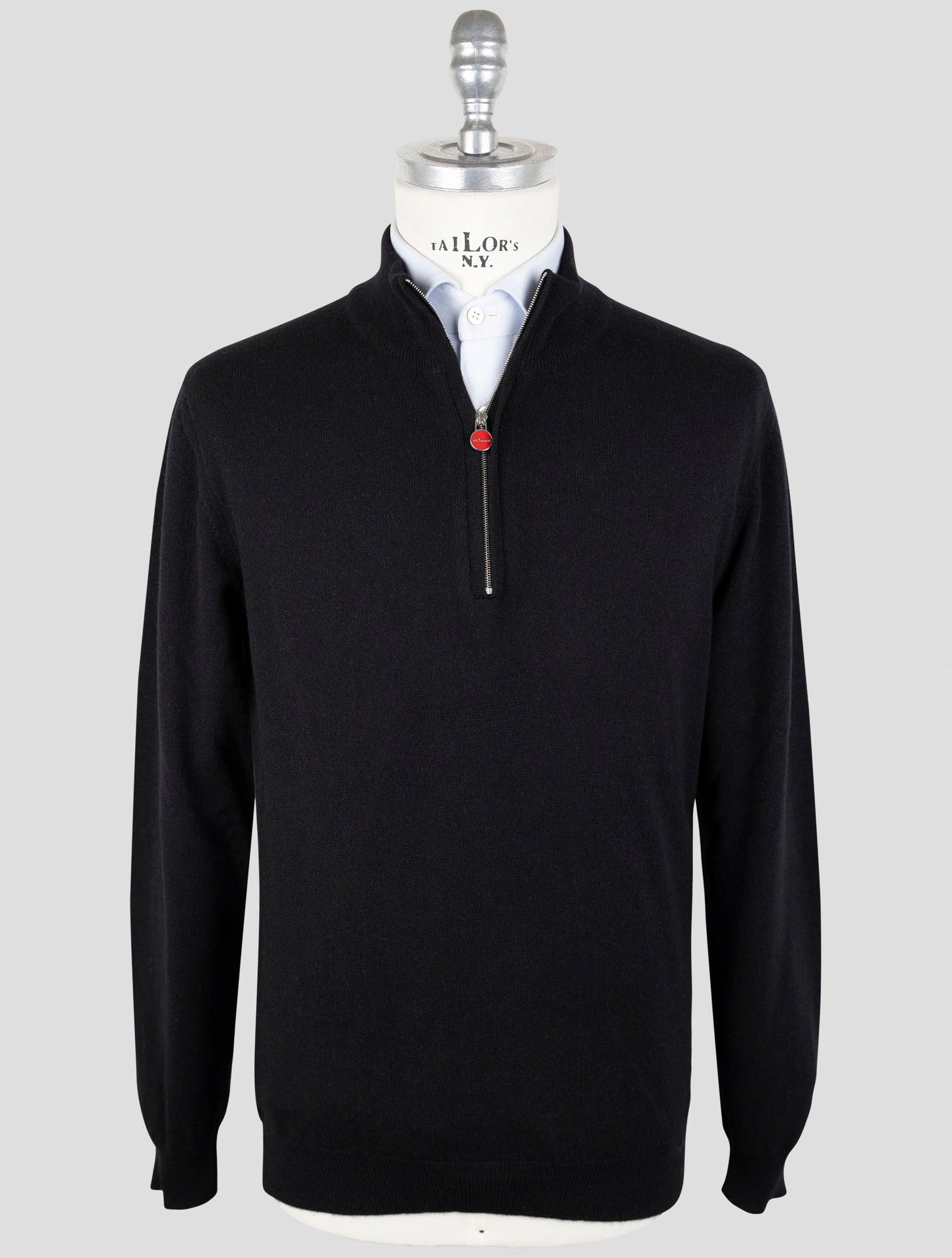 Kiton Black Cashmere Sweater Half Zip