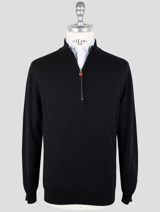 Kiton Black Cashmere Sweater Half Zip