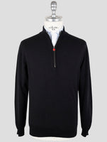 Kiton Black Cashmere Sweater Half Zip