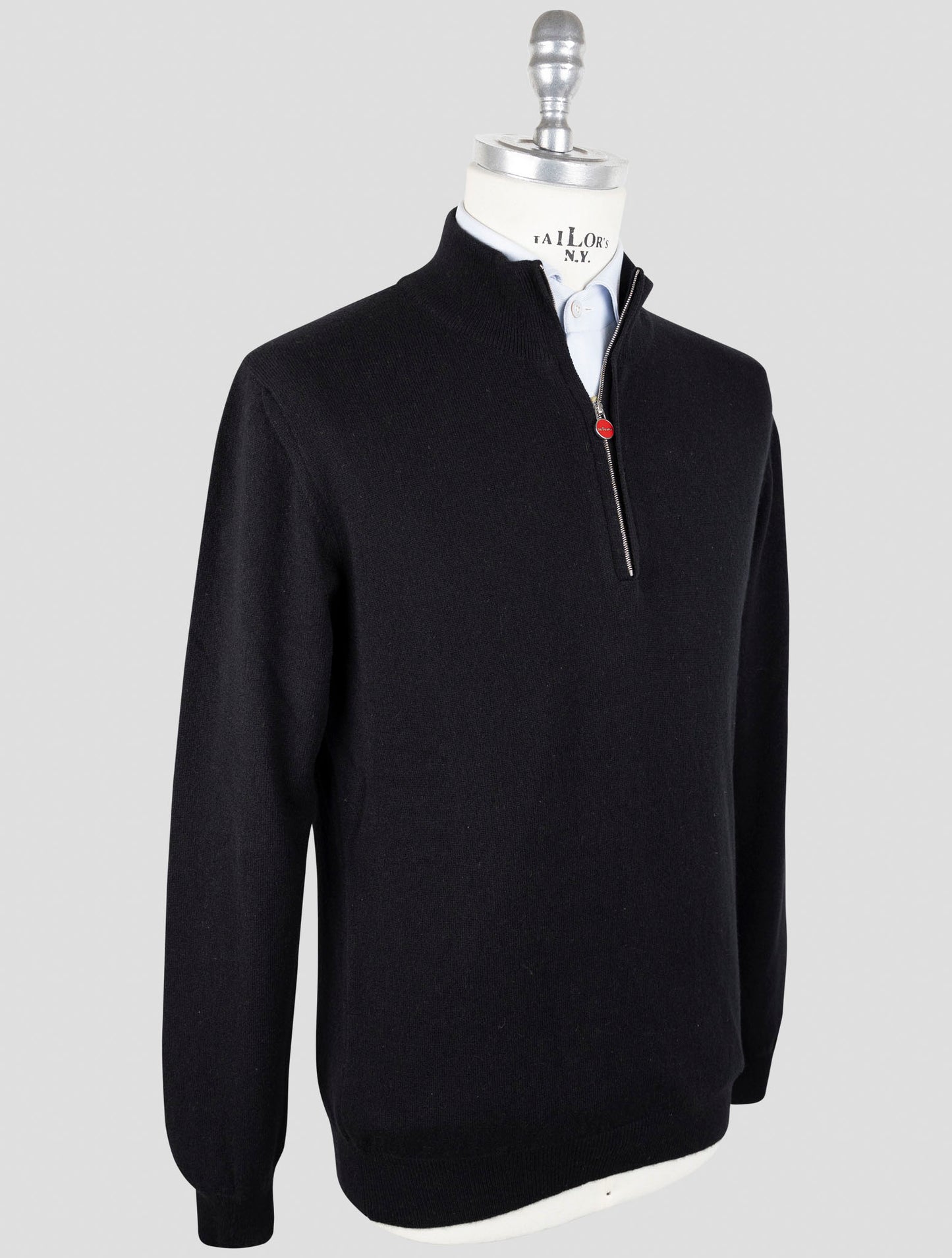 Kiton Black Cashmere Sweater Half Zip