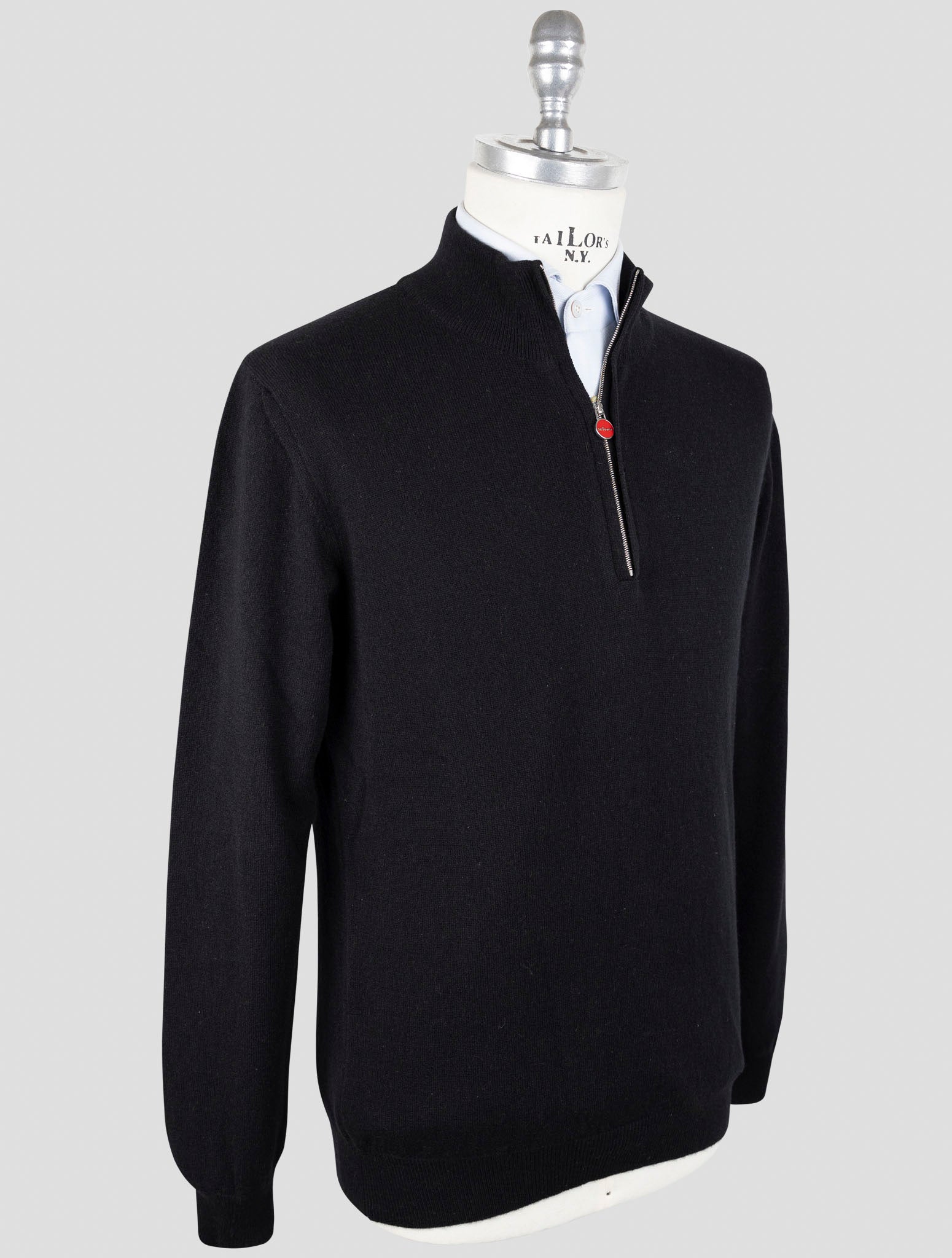 Kiton Black Cashmere Sweater Half Zip