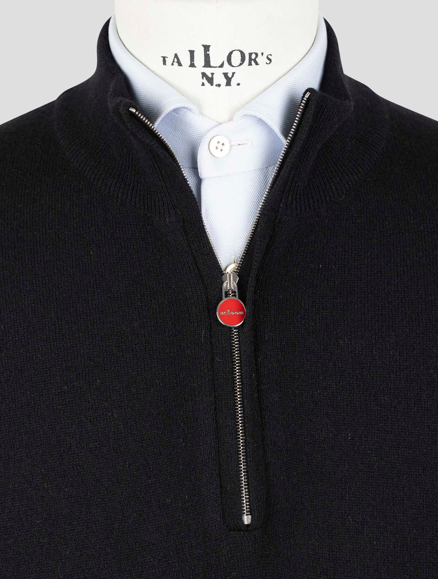 Kiton Black Cashmere Sweater Half Zip