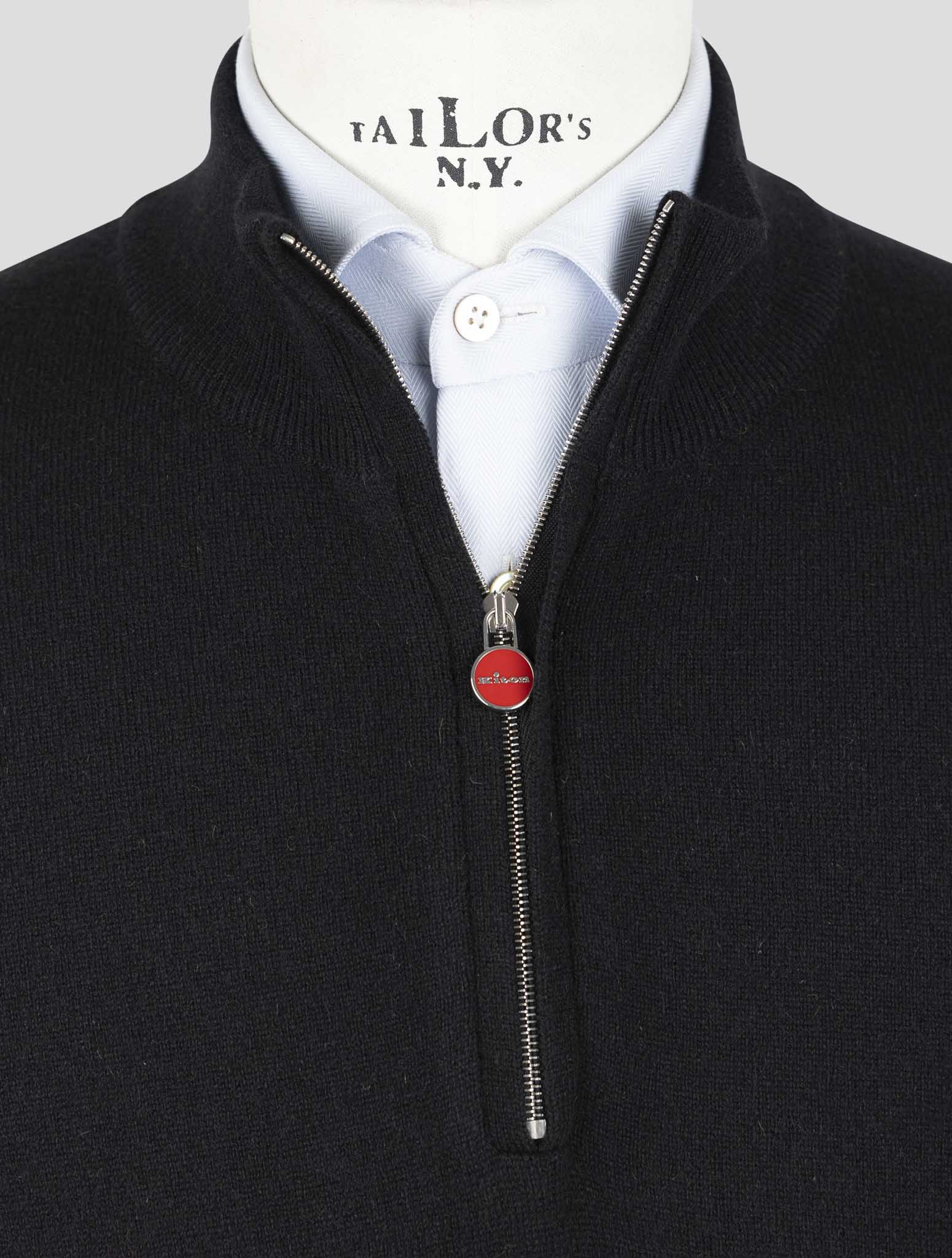 Kiton Black Cashmere Sweater Half Zip