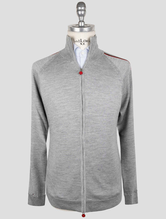 Kiton Gray Cashmere Silk Sweater Full Zip