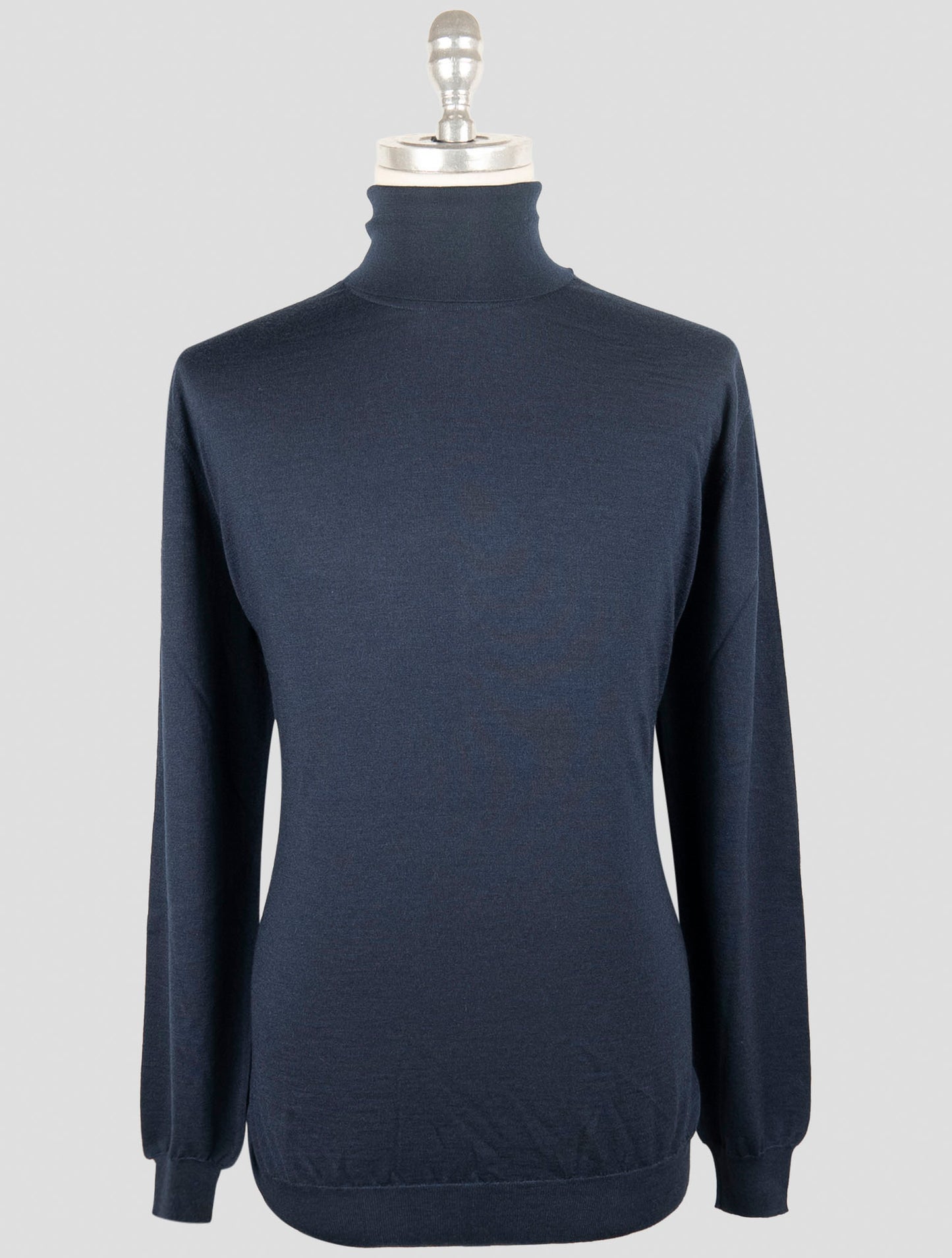 Kiton Blue Cashmere Silk Sweater Turtleneck
