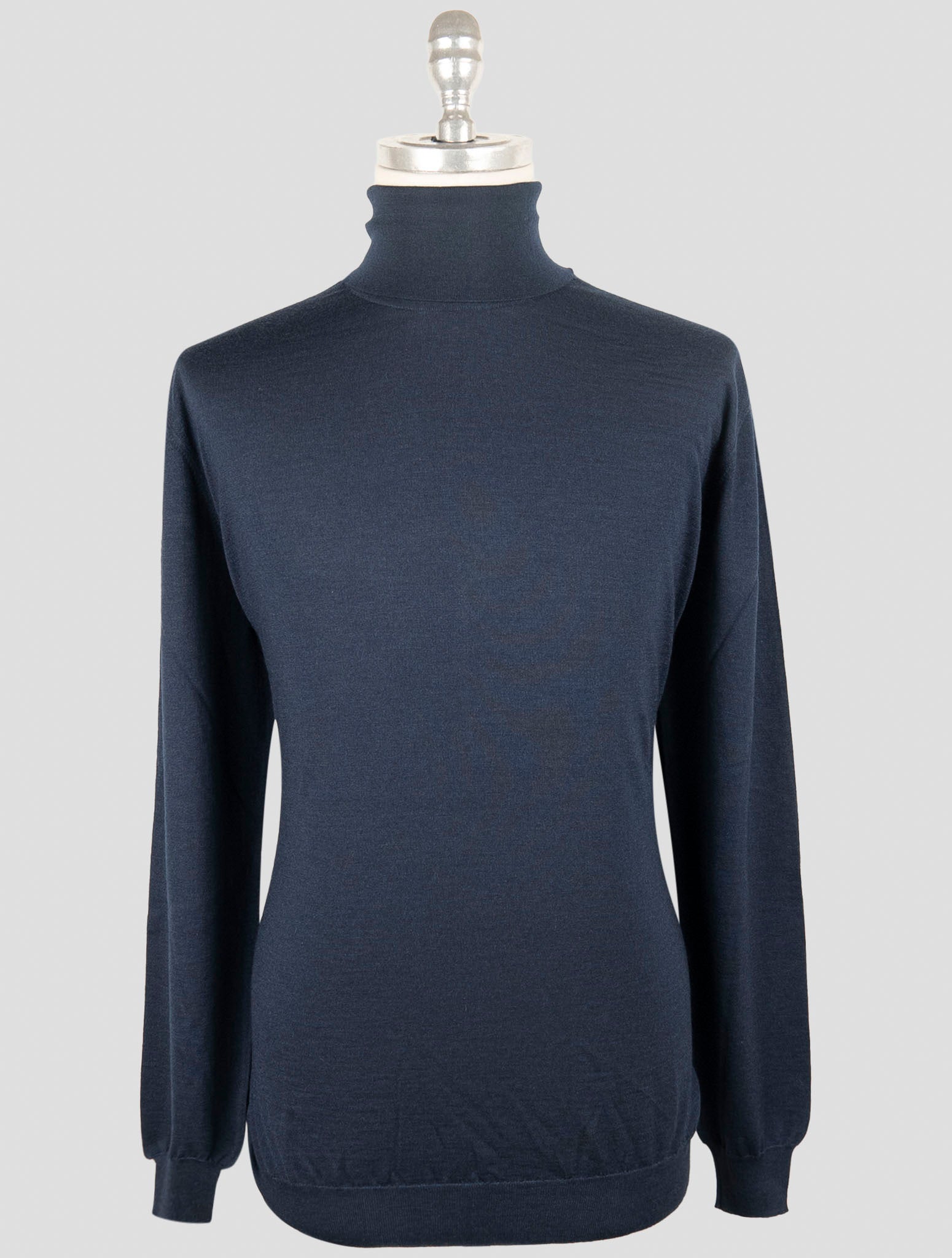 Kiton Blue Cashmere Silk Sweater Turtleneck
