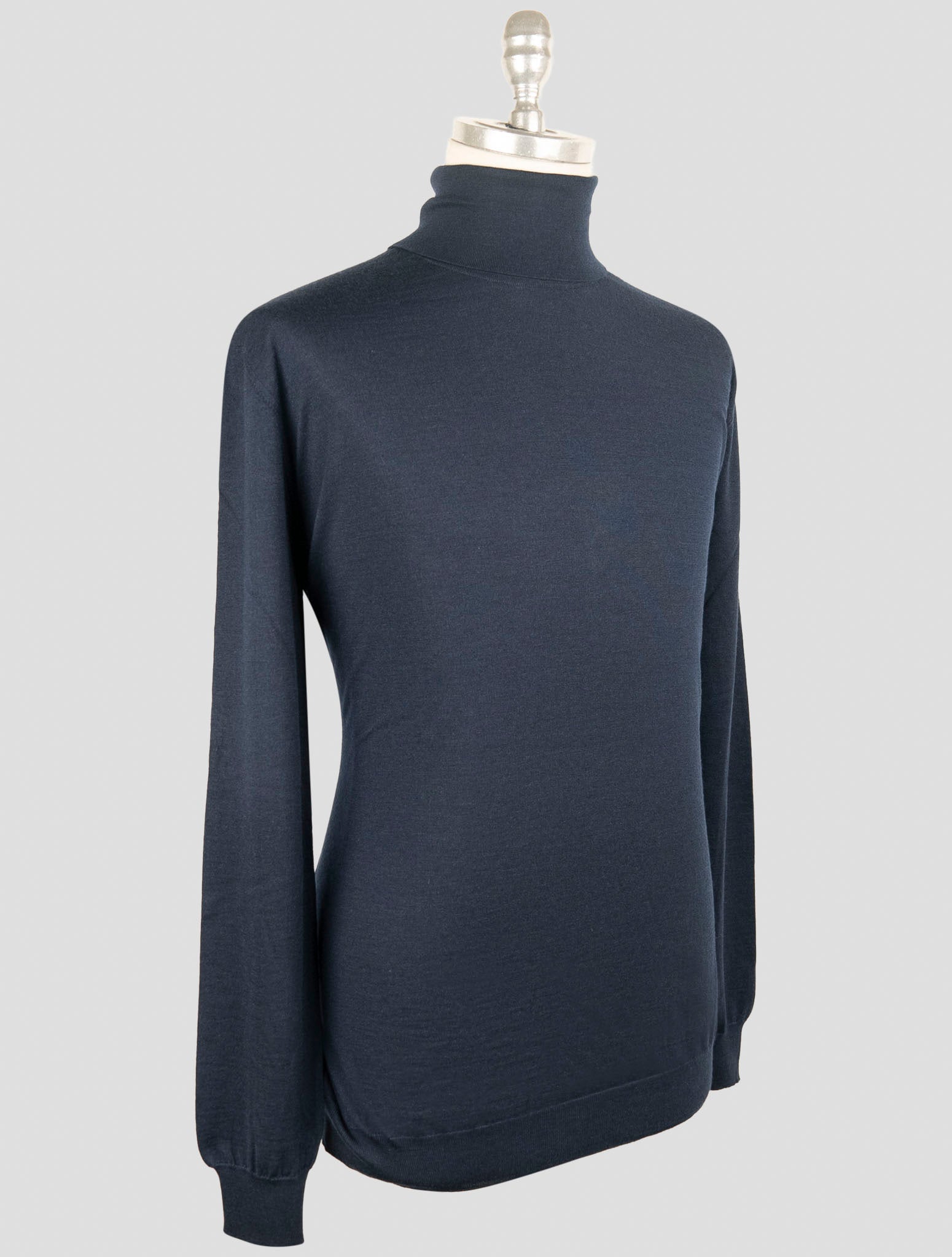 Kiton Blue Cashmere Silk Sweater Turtleneck
