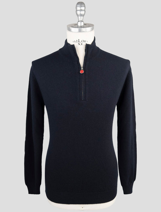 Kiton Blue Cashmere Sweater Half Zip