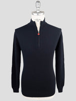 Kiton Blue Cashmere Sweater Half Zip