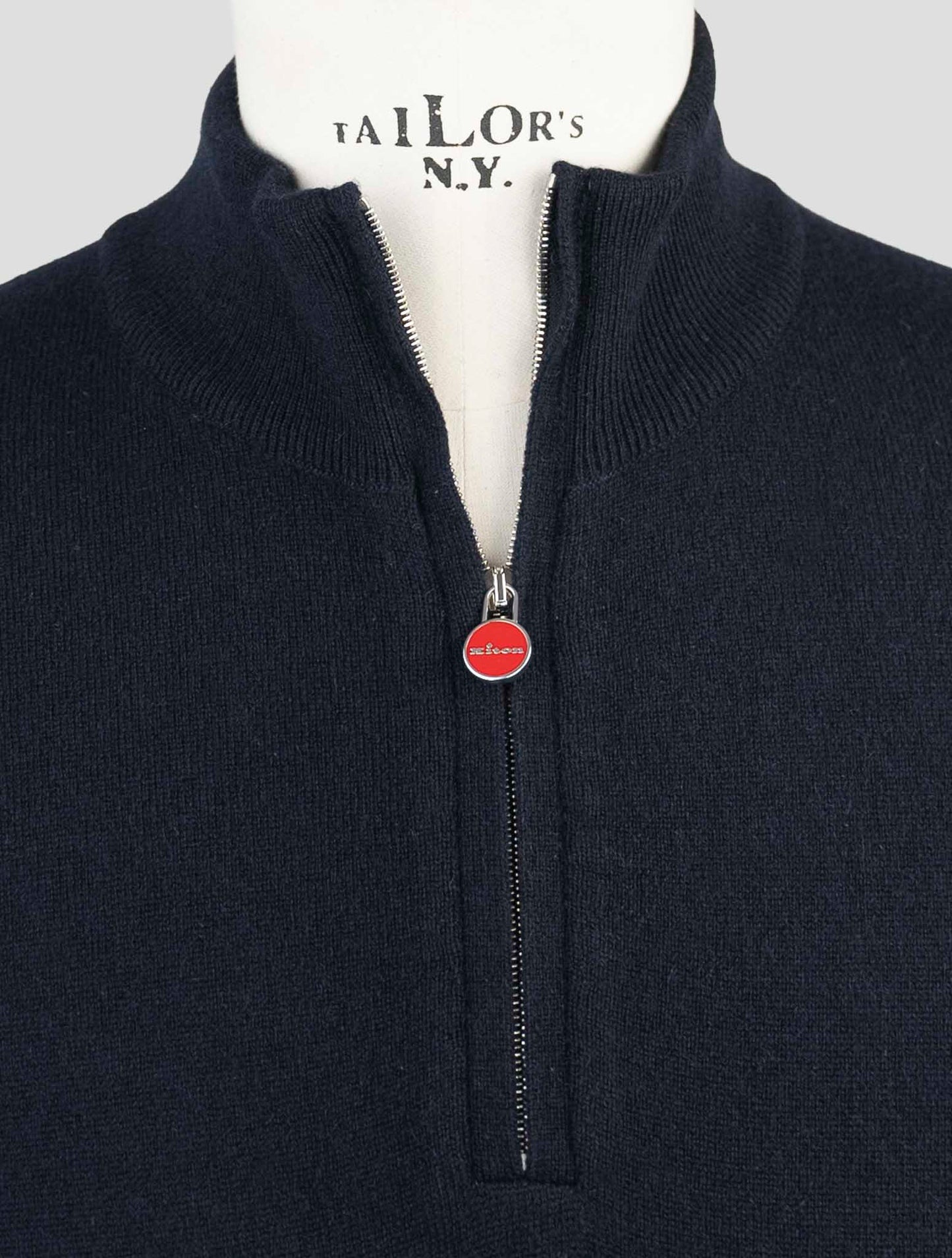 Kiton Blue Cashmere Sweater Half Zip