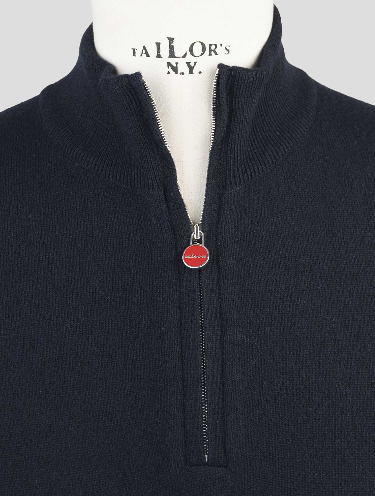Kiton Blue Cashmere Sweater Half Zip