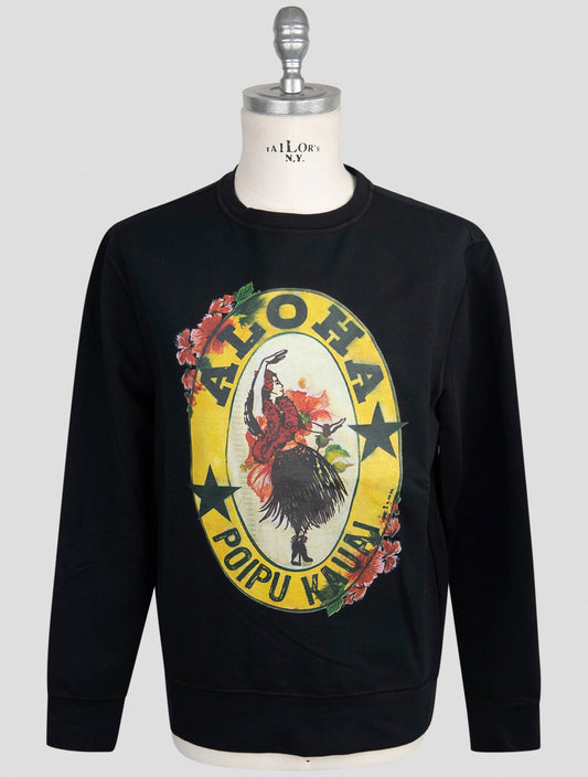 Kiton Black Cotton Ea Sweater Crewneck