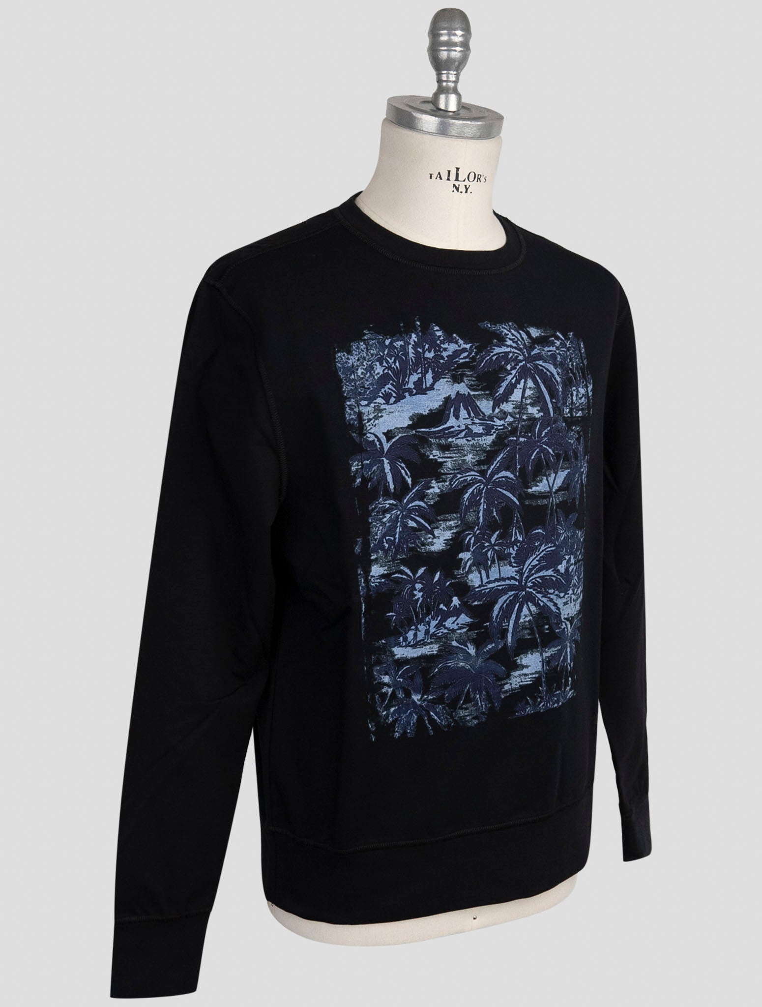 Kiton Black Cotton Ea Sweater Crewneck