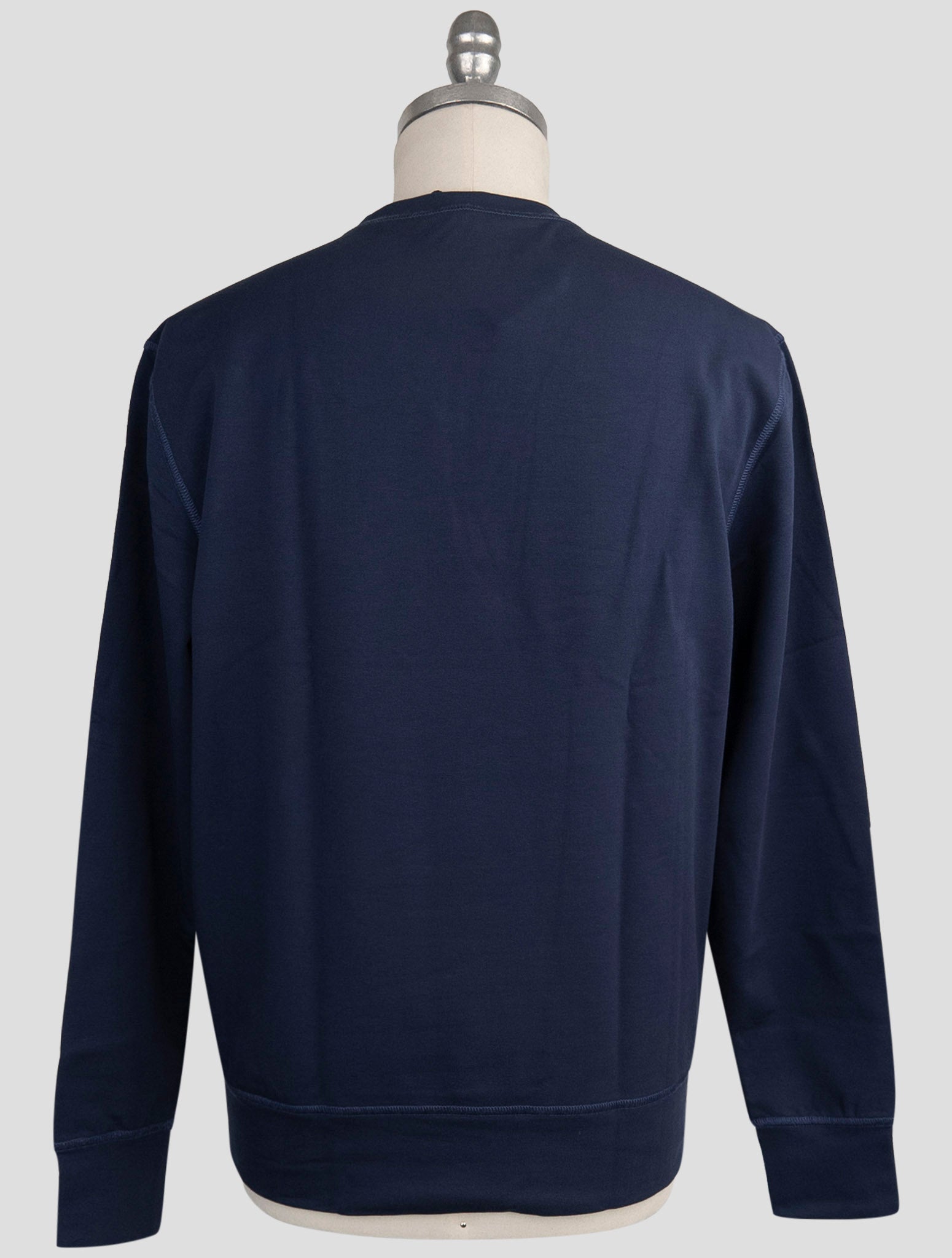 Kiton Blue Cotton Ea Sweater Crewneck