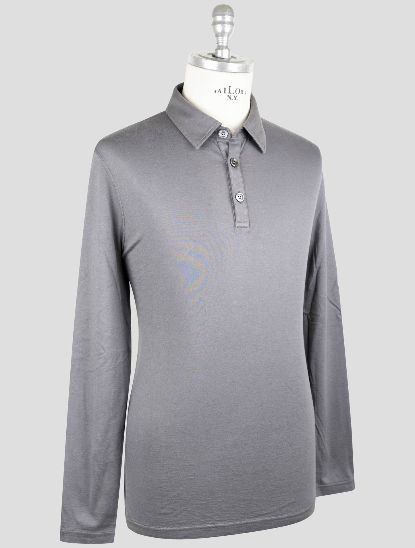 Kiton Gray Cotton Cashmere Sweater Polo