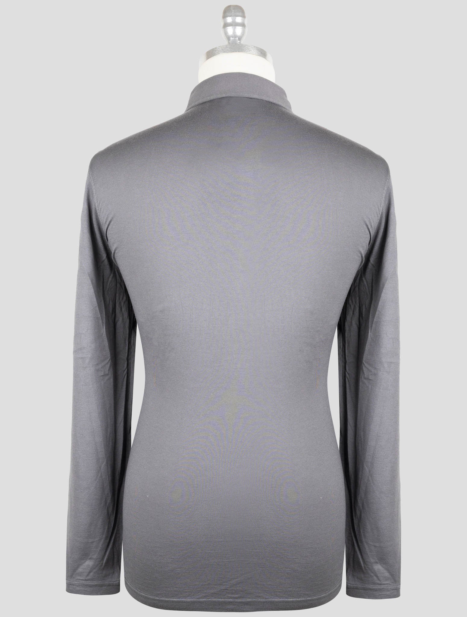 Kiton Gray Cotton Cashmere Sweater Polo