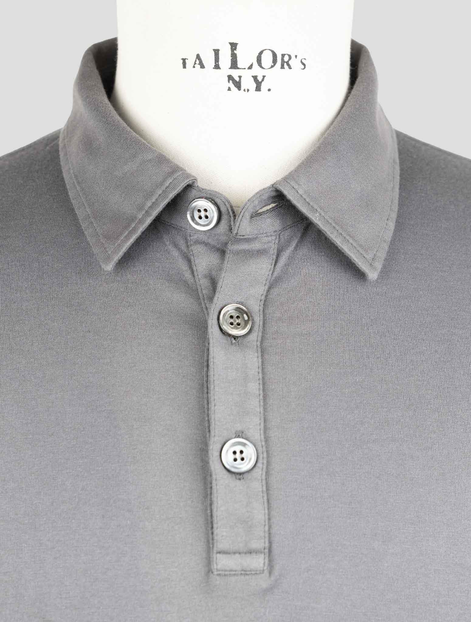 Kiton Gray Cotton Cashmere Sweater Polo