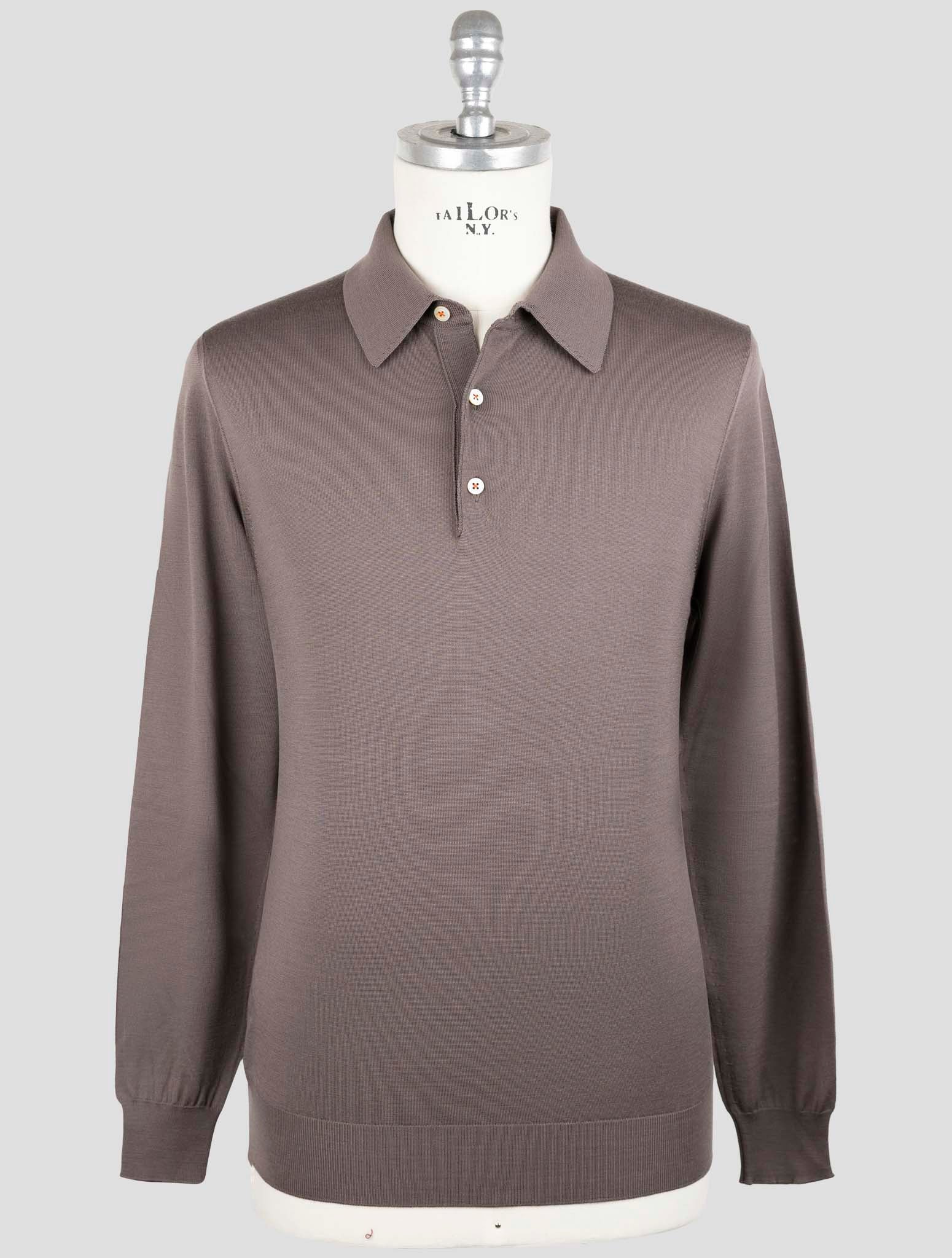 Kiton Brown Wool Sweater Polo