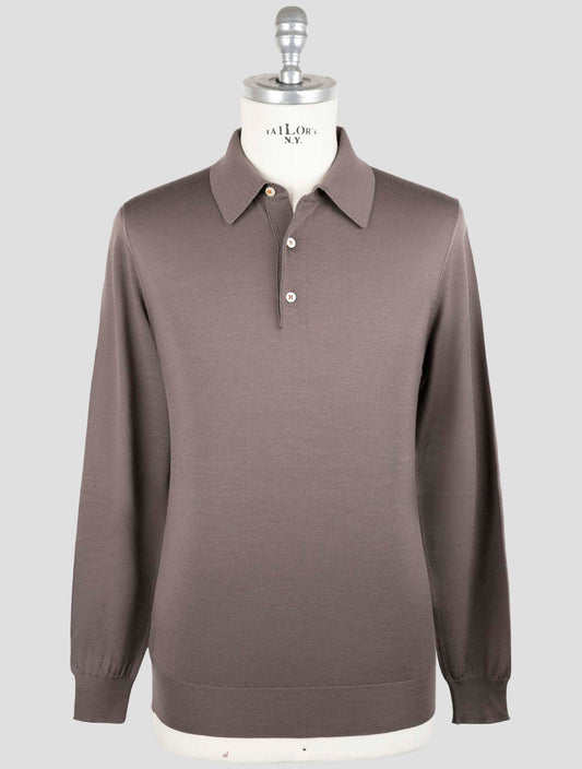 Kiton Brown Wool Sweater Polo