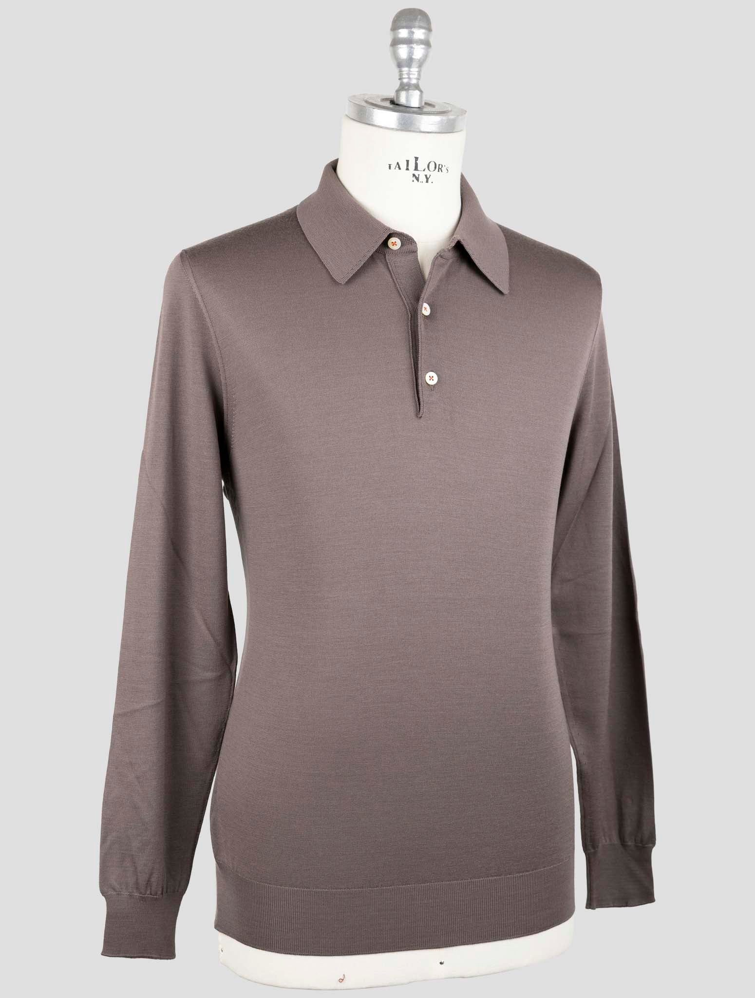 Kiton Brown Wool Sweater Polo