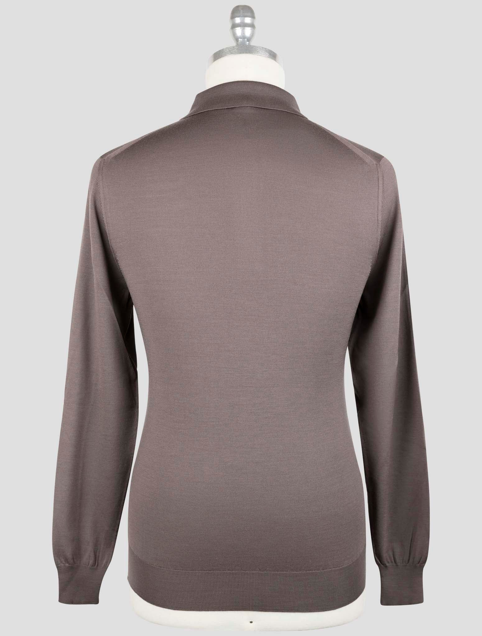 Kiton Brown Wool Sweater Polo