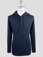 Kiton Blue Cashmere Silk Sweater Hoodie