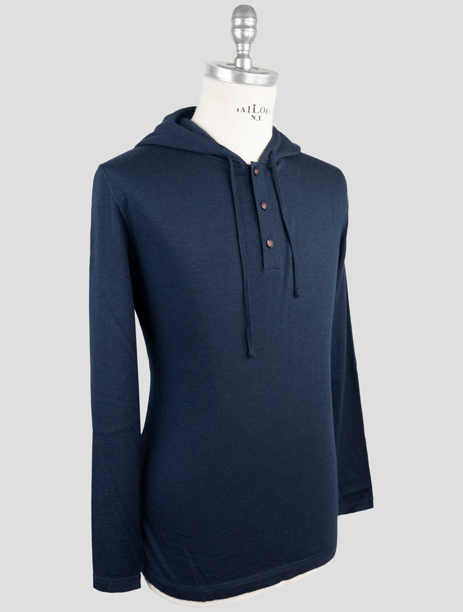 Kiton Blue Cashmere Silk Sweater Hoodie