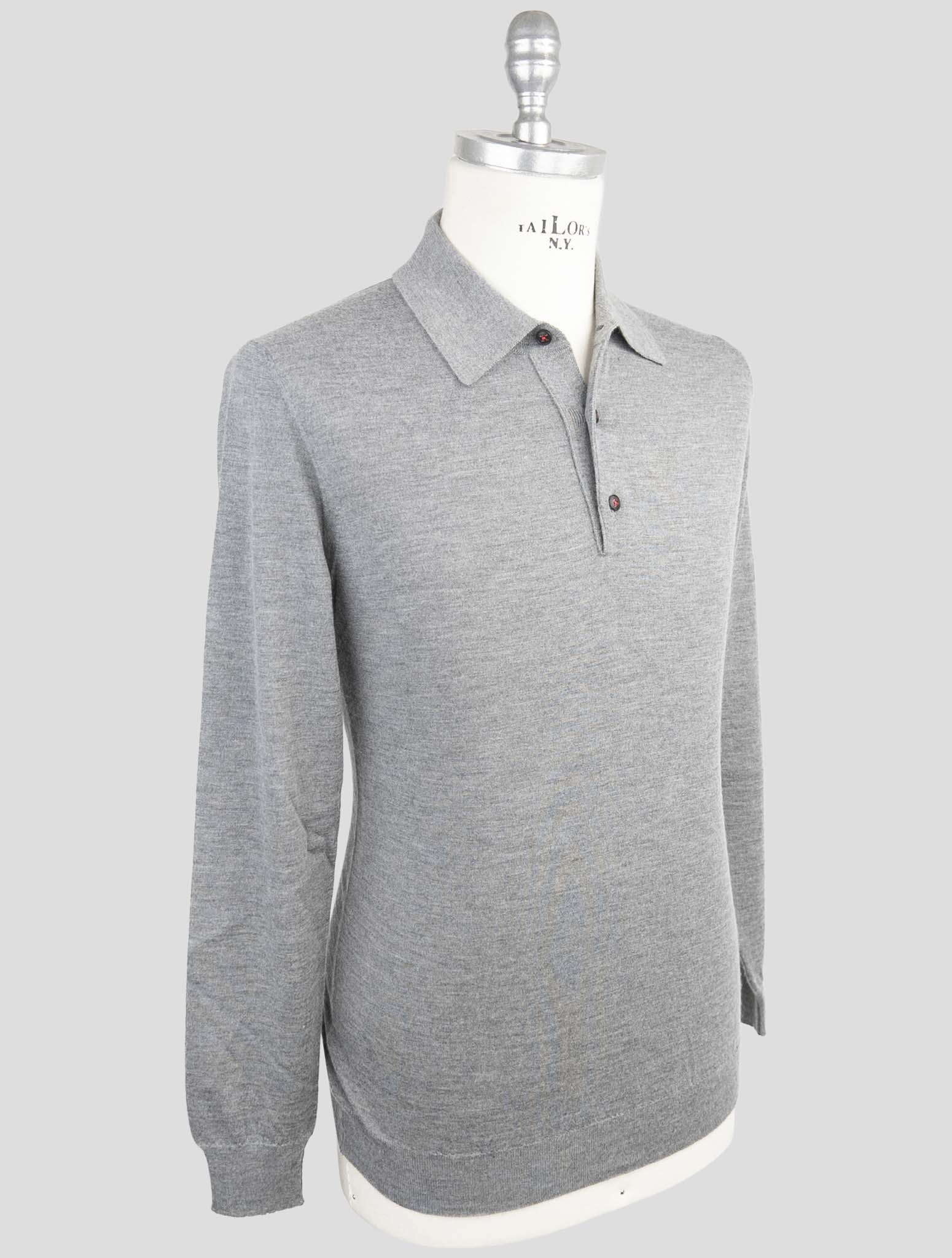 Kiton Gray Cashmere Silk Sweater Polo