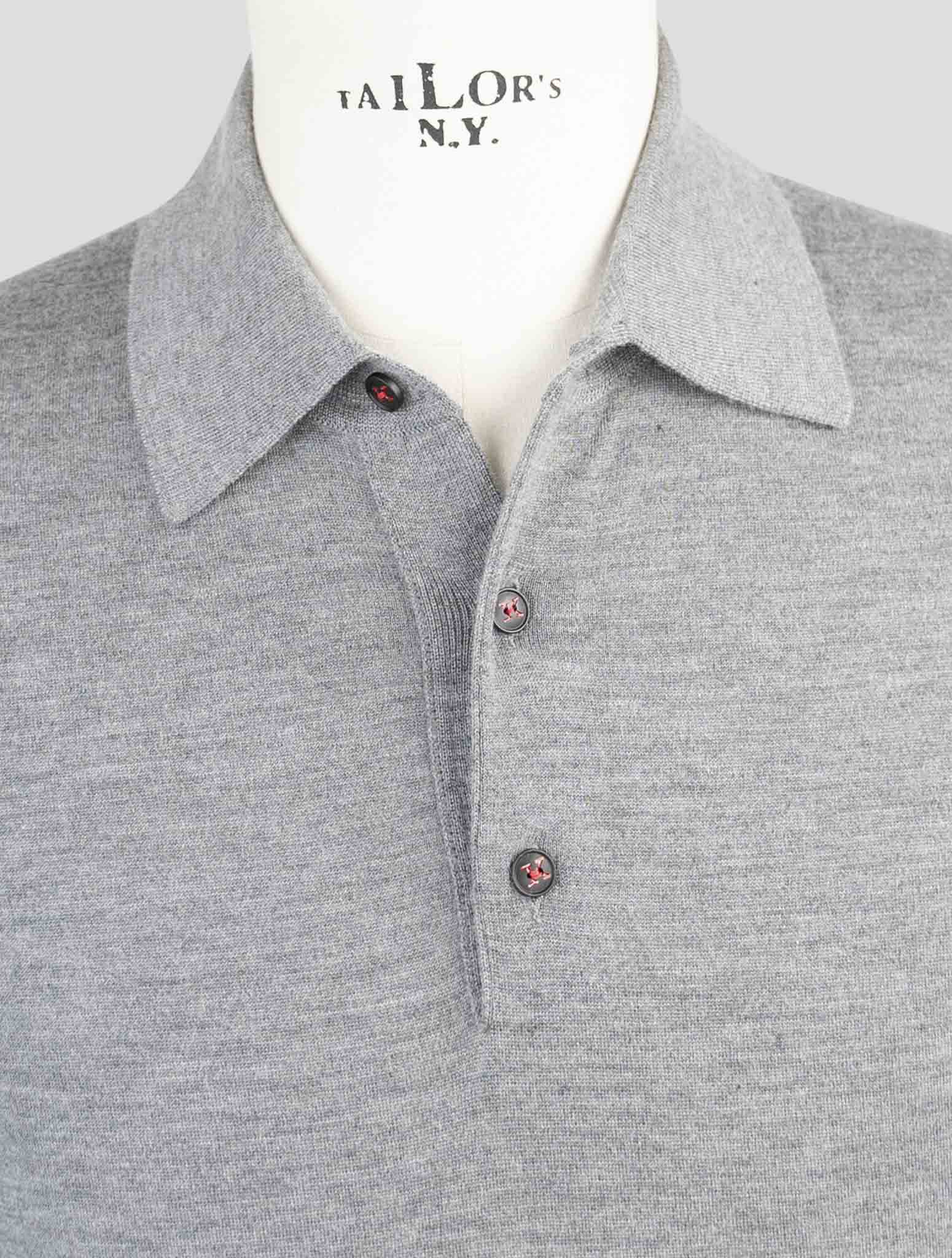 Kiton Gray Cashmere Silk Sweater Polo