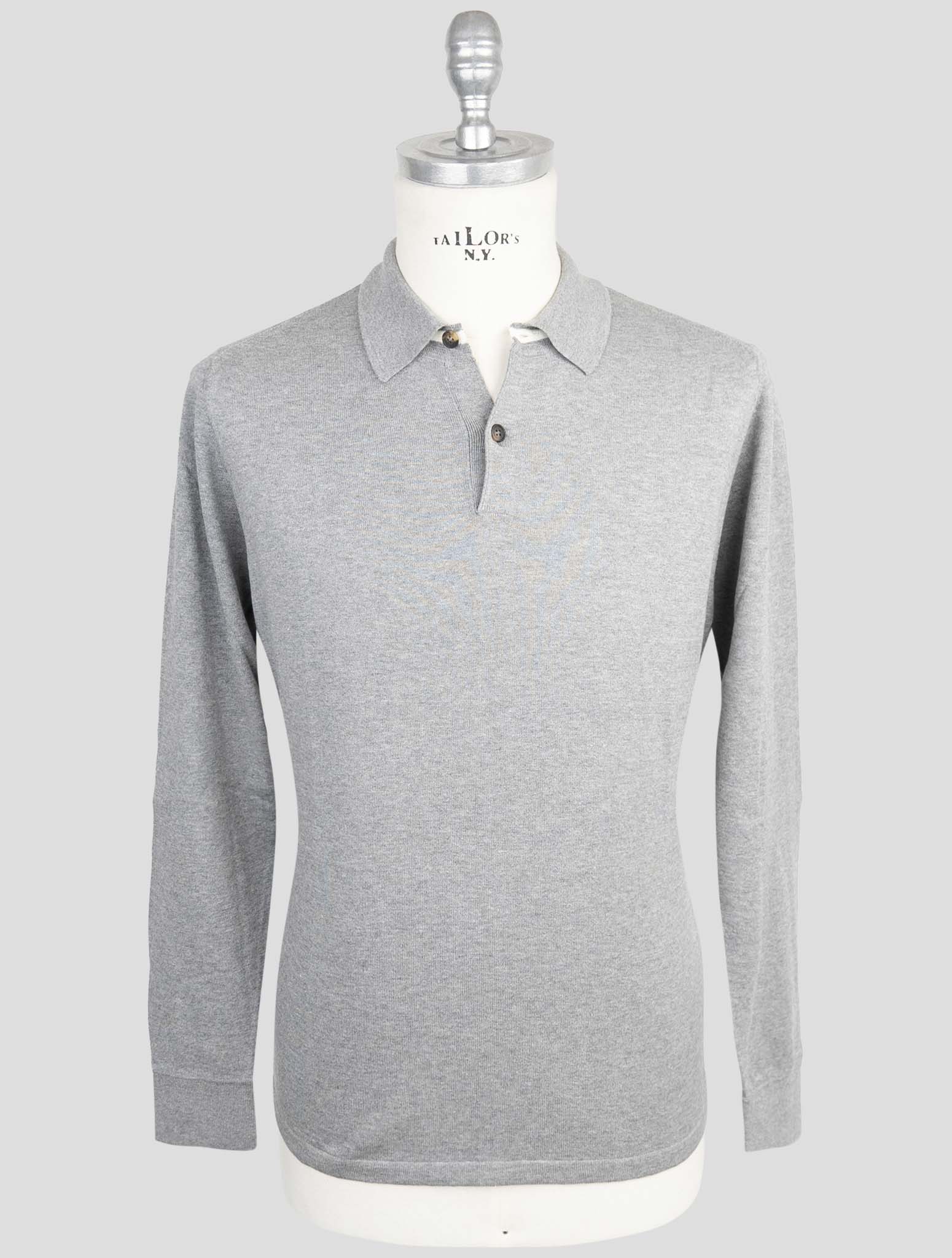 Kiton Gray Cotton Sweater Polo