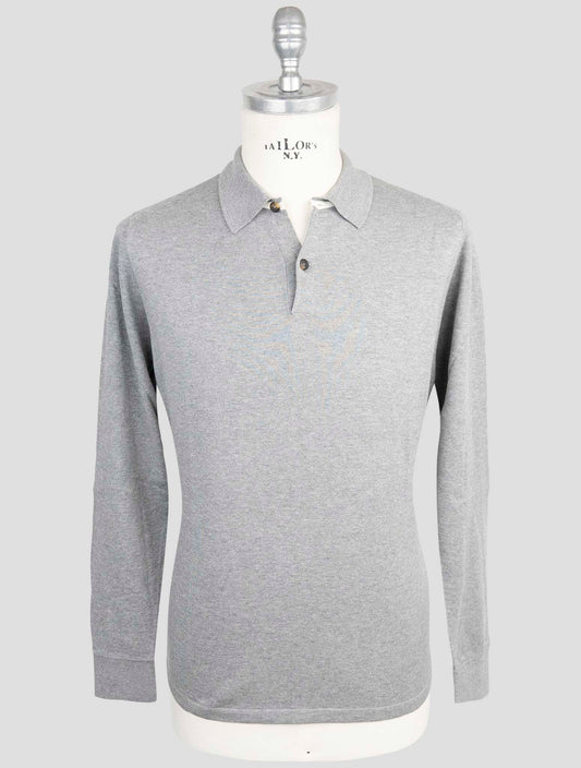 Kiton Gray Cotton Sweater Polo
