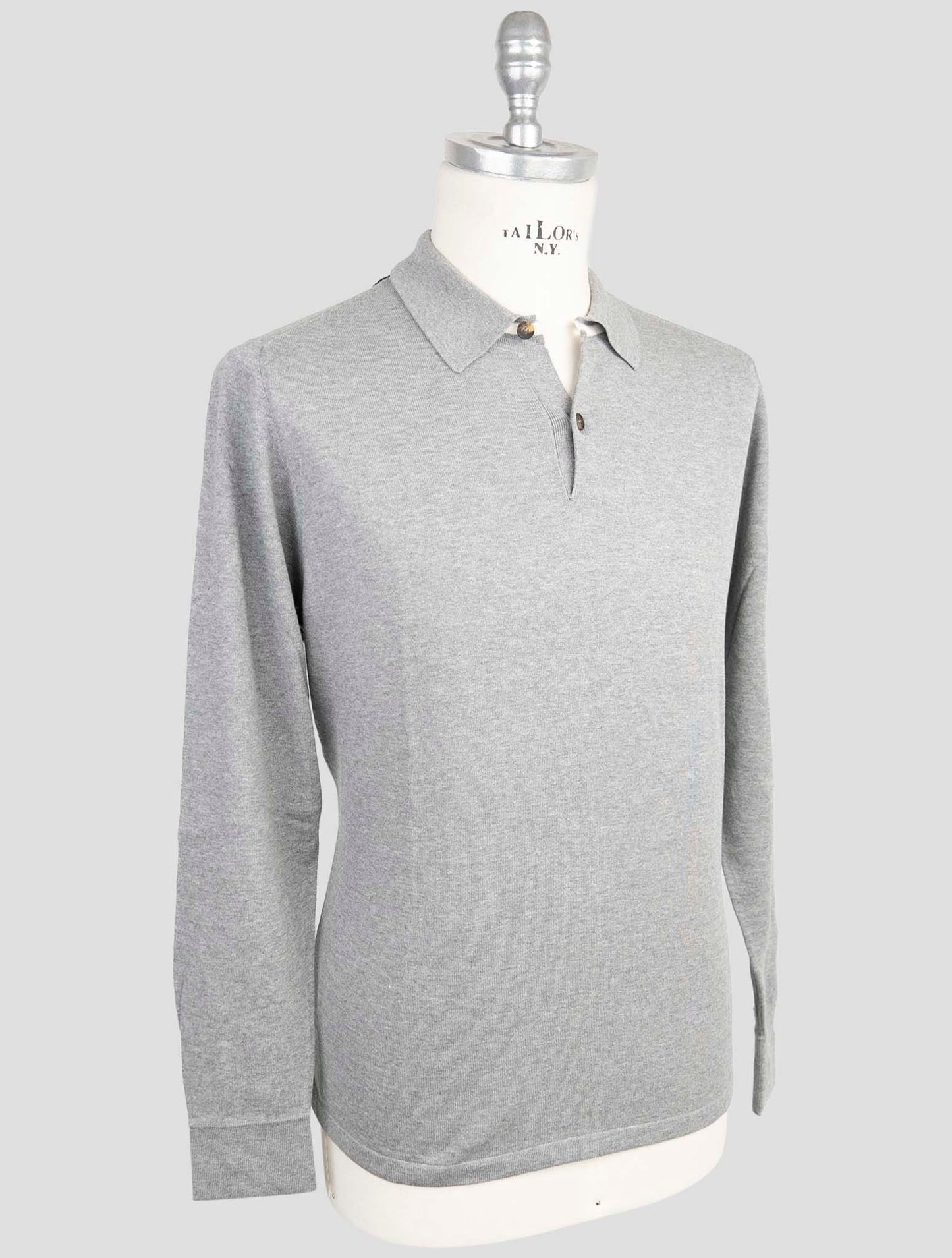 Kiton Gray Cotton Sweater Polo