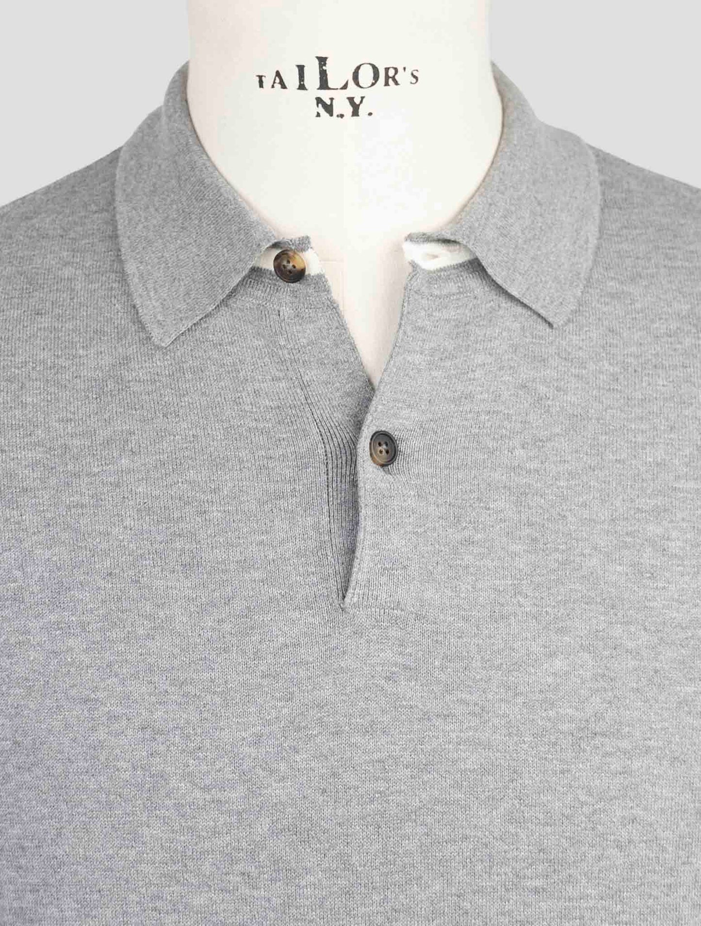 Kiton Gray Cotton Sweater Polo